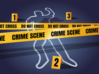 Crime scene with police tape flat icon. Vector - obrazy, fototapety, plakaty