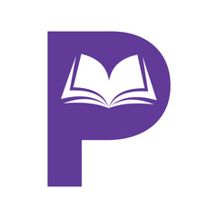 Book Logo combine with letter P vector template - obrazy, fototapety, plakaty