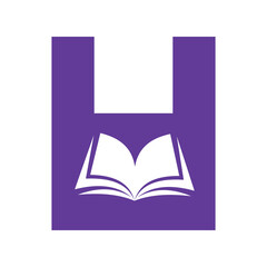 Book Logo combine with letter H vector template