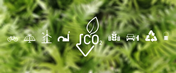 reducing CO2 emissions to stop climate change. green energy background	