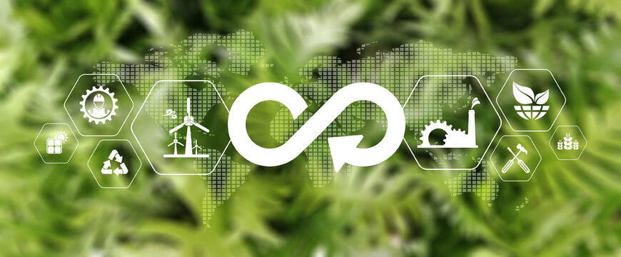 circular economy icons on white background	