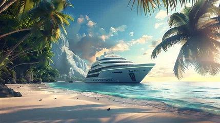 Poster Cruise Ship in the tropical island in summer © Maizal