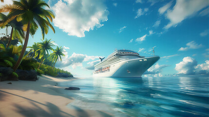 Cruise Ship in the tropical island in summer