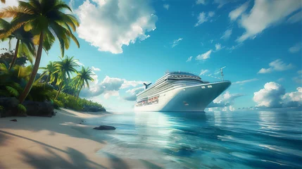Fototapeten Cruise Ship in the tropical island in summer © Maizal