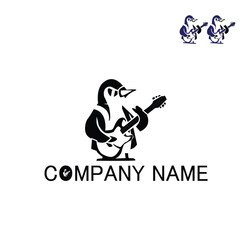 Panda head Logo / Cute Panda Character  Vector Panda Logo Design with Guitar.