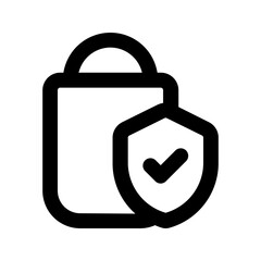 secure shopping line icon