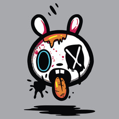 Cool street style graffiti face emoji bunny rabbit broken inside