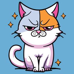 Funny grumpy cat cartoon character