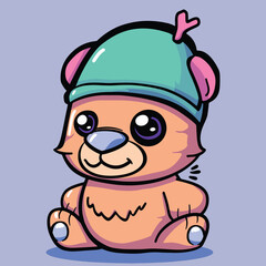 Happy and cute little teddy bear cartoon character