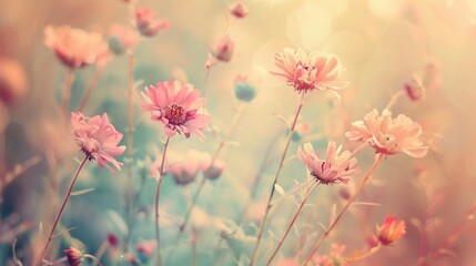 Obraz na płótnie Canvas Little flower vintage background, beautiful nature, toning nature spring design, sun plant