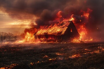 Building Caught in Flames