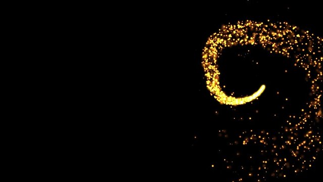 Shiny golden particle trail. Sparkling trail of stardust on a black background. for a special event, display, logo development. animation for Christmas.