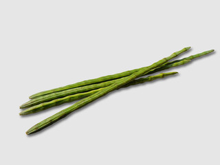 Drumstick image, some of peeled pieces of drumsticks. Drumstick or moringa is a very good organic food and healthy vegetable.white background.