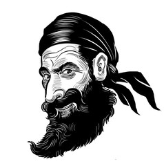 Pirate head in bandana. Hand drawn retro styled black and white drawing
- 764672313