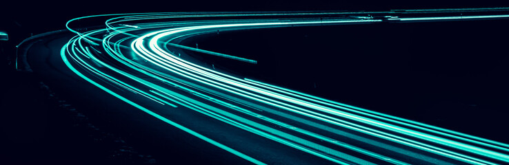 blue car lights at night. long exposure