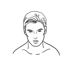 Male linear,man black and white,vector stock illustration