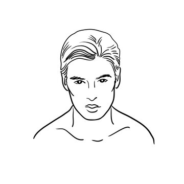Male linear,man black and white,vector stock illustration