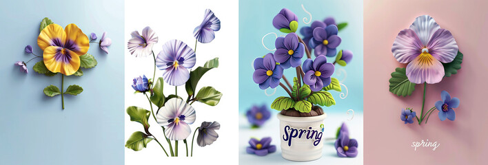 Pansy flowers background