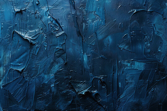 close up horizontal image of a dark blue textured painting background