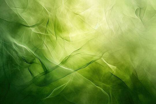 horizontal abstract image of a green transparent wavy background Generative AI