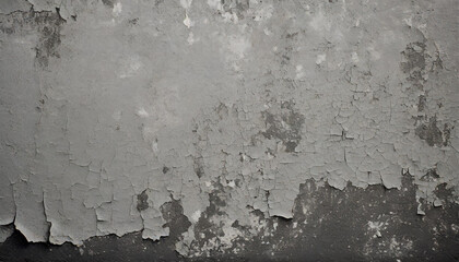 Old wall with cracked paint. Rough texture. Peeling gray paint.