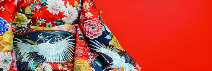 Vibrant Elegance: A Detailed Presentation of Traditional Japanese Kimono Craftsmanship