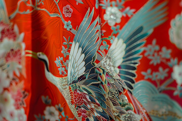 Vibrant Elegance: A Detailed Presentation of Traditional Japanese Kimono Craftsmanship
