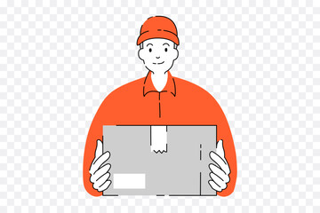 Delivery Man Illustration with Modern and Line Style