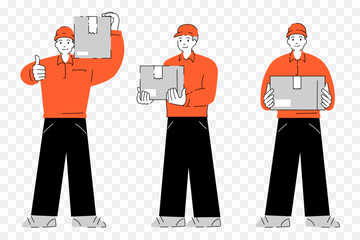 Delivery Man Illustration with Modern and Line Style
