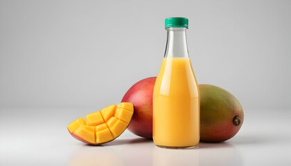bottle of mango juice isolated on a white background