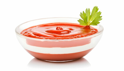 Bowl with Cocktail sauce isolated on white background