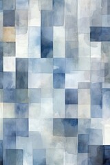 gray and blue squares on the background, in the style of soft, blended brushstrokes