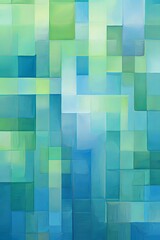 indigo and blue squares on the background, in the style of soft, blended brushstrokes