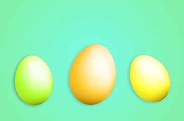 easter eggs on a colored background with copy space