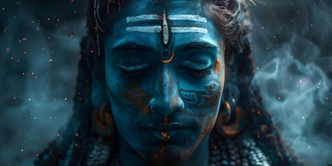 Artistic rendition of Shiva with dynamic lighting and cinematic vibes. Concept Shiva, Hindu Deity, Artistic Lighting, Cinematic Vibes, Dynamic Pose