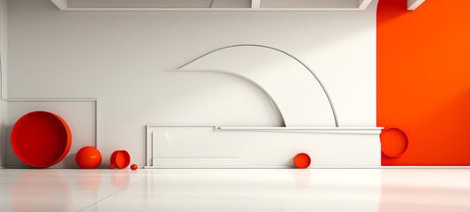 Naklejka premium Modern Interior art room with new wall design. For art texture, presentation design or web design and web background.