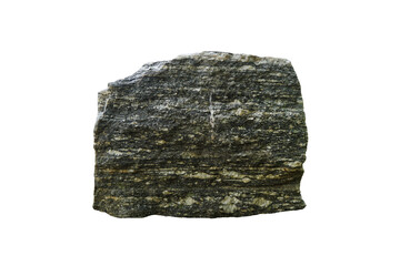 gneiss metamorphic rock isolated on a white background.