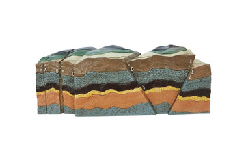 Fraction and Dislocation geology model isolated on white background.