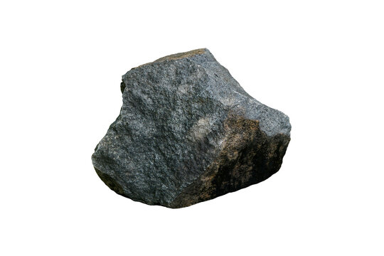 Cut out raw diorite rock stone isolated on white background.