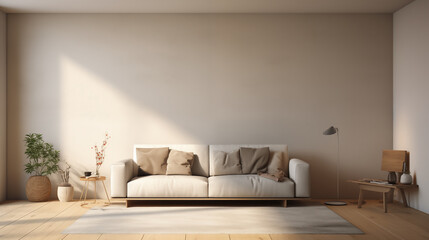 modern living room with sofa, blank wall