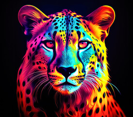 Abstract Neon Cheetah Illustration Background Wallpaper for Home Decor and Wall Art
