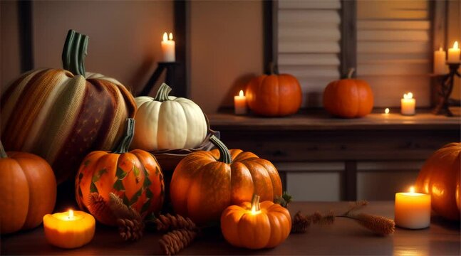 Animated Halloween pumpkins and pumpkins at the fall display