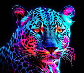 Abstract Neon Leopard Illustration Background Wallpaper for Home Decor