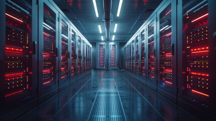 A futuristic energy storage facility filled with batteries