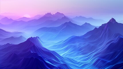soothing digital mountainscape in calming dusk and dawn colors - obrazy, fototapety, plakaty