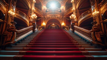 A staircase leading up to a grand theater