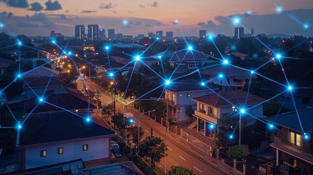 Smart grid network connecting homes and businesses