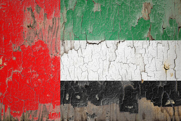 United Arab Emirates flag painted on the cracked wall