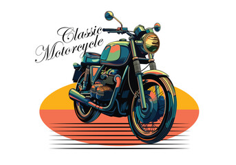 Old classic motorcycle vector for background design.