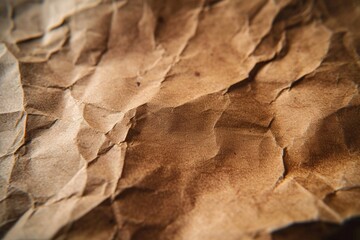 Closeup of crumpled paper with brown stains for textured background in high resolution photography